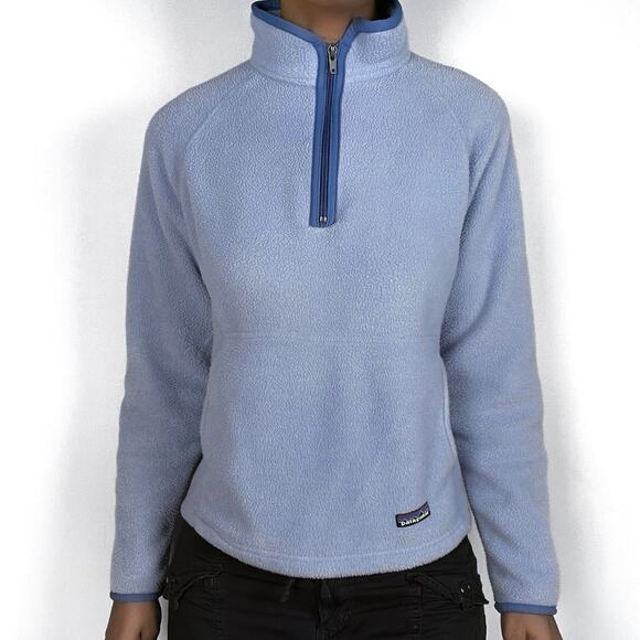 Patagonia Classic Womens Synchilla Marsupial 1/4 Zip Pullover Fleece Small Blue - Picture 3 of 16
